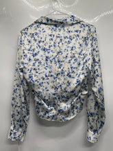 Load image into Gallery viewer, Zara Womens Blue White Floral Print Long Sleeve Button-Front Blouse Top Size S