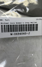 Load image into Gallery viewer, Michael Kors Womens Gray Leather ID Window Double Zip Wristlet Wallet