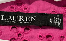 Load image into Gallery viewer, Lauren Ralph Lauren Womens Pink Eyelet Long Sleeve Collared Button-Up Shirt Sz L