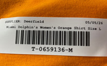 Load image into Gallery viewer, NFL Team Apparel Womens Orange 3/4 Sleeve Miami Dolphins T-Shirt Size Large