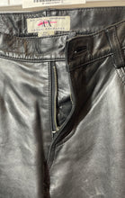 Load image into Gallery viewer, Armani Exchange Womens Black Leather Flat Front Straight Leg Chino Pants Size PO