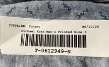 Load image into Gallery viewer, Michael Kors Mens Blue Monogram Printed Linen Slim Fit Button-Up Shirt Size S