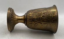 Load image into Gallery viewer, Vintage Brass Indian Embossed Elephant Design Pedestal Goblet Shaped Vase