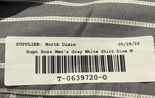 Load image into Gallery viewer, Hugo Boss Mens Gray White Striped Long Sleeve Collared Button-Up Shirt Size M