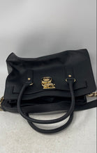 Load image into Gallery viewer, Michael Kors Womens Black Leather Bottom Studs Shoulder Strap Satchel Bag