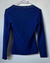 Load image into Gallery viewer, Express Womens Blue Long Sleeve Scoop Neck Sexy Stretch Blouse Top Size XS