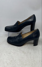 Load image into Gallery viewer, Antonio Melani Womens Black Leather Square Toe Slip-On Pump Heels Size 7 M