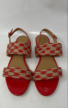 Load image into Gallery viewer, Authentic Tory Burch Womens Lola Orange Tan Flat Slingback Sandals Size 9M