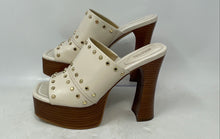 Load image into Gallery viewer, Michael Kors Womens Jagger Cream Leather Studded Block Platform Sandals Sz 8.5M
