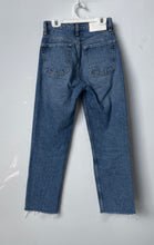 Load image into Gallery viewer, Zara Womens Blue Denim Cotton Join Life 5-Pocket Design Raw Hem Straight Jeans 0