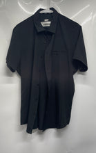 Load image into Gallery viewer, DKNY Mens Black Short Sleeve Collared Zipped Pocket Button-Up Shirt Size M