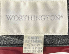 Load image into Gallery viewer, Worthington Womens Black Leather Notch Lapel Button Front Jacket Size XL