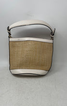 Load image into Gallery viewer, Kelly & Katie Womens Beige White Detachable Strap Lined Top Handle Bag