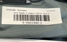 Load image into Gallery viewer, Zara Womens Green Short Sleeve V-Neck Stretch Pullover T-Shirt Size Small