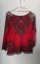 Load image into Gallery viewer, INC International Concepts Womens Red Printed Long Sleeve Blouse Top Size Small