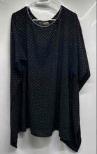 Load image into Gallery viewer, Michael Kors Womens Black Rhinestone Asymmetrical Hem Poncho Top No Size