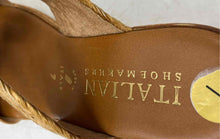 Load image into Gallery viewer, Italian Shoemakers Womens Brown Raffia Leather Wedge Heel Slide Sandals Size 7