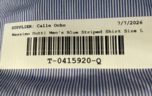 Load image into Gallery viewer, Massimo Dutti Mens Blue White Striped Long Sleeve Collared Button-Up Shirt Sz L