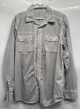 Load image into Gallery viewer, Calvin Klein Mens Gray Cotton Long Sleeve Two Chest Pockets Button-Up Shirt Sz L