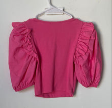 Load image into Gallery viewer, Zara Womens Pink Puff Sleeve Square Neck Cropped Blouse Top Size Small