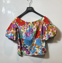 Load image into Gallery viewer, H&M Womens Multicolor Floral Print Puff Sleeve Off-The-Shoulder Blouse Top Sz 8
