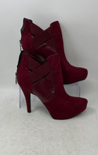 Load image into Gallery viewer, G By Guess Womens Burgundy Suede Back Zip High Heel Ankle Booties Size 9.5 M