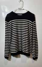 Load image into Gallery viewer, Zara Womens Black White Striped Long Sleeve Crew Neck Blouse Top Size Large