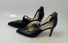 Load image into Gallery viewer, Adrienne Vittadini Womens Black Leather Stiletto Ankle Strap Heels Size 9M