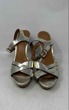 Load image into Gallery viewer, Coach Womens Dani Gold Metallic Leather Ankle Strap Platform Sandals Size 9B