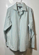 Load image into Gallery viewer, Perry Ellis Portfolio Mens Multicolor Striped Print Cotton Dress Shirt Size L
