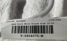 Load image into Gallery viewer, Zara Girls White Eyelet Short Sleeve Collared Cropped Button-Up Shirt Size 13-14