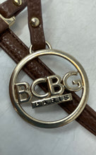 Load image into Gallery viewer, BCBG Womens Brown Leather Bag Charm Double Handle Tote Handbag