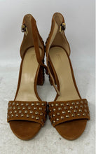 Load image into Gallery viewer, Michael Kors Womens Leela Brown Studded Suede Ankle Strap Sandals Size 9.5M