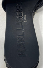Load image into Gallery viewer, Karl Lagerfeld Womens Black Leather Charm Open Toe Slip-On Slide Sandals Size 6M