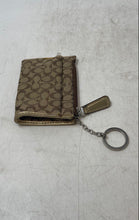Load image into Gallery viewer, Coach Womens Brown Signature Canvas Leather Trim Mini Skinny Id Case Wallet