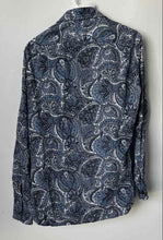 Load image into Gallery viewer, Michael Kors Mens Blue Paisley Print Long Sleeve Button-Up Shirt Size S