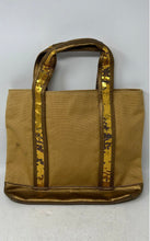 Load image into Gallery viewer, Gianni Bini Womens Gold Brown Canvas Sequin Double Handle Magnetic Tote Handbag