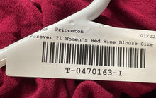 Load image into Gallery viewer, Forever 21 Womens Red Wine Long Sleeve Lace Sheer Blouse Top Size Small