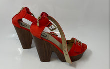 Load image into Gallery viewer, Guess Womens Orange Open Toe Buckle High Block Platform Heels Size 8.5