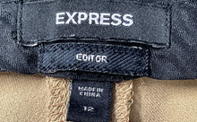 Load image into Gallery viewer, Express Womens Editor Dark Khaki Flat Front Pockets Cropped Pants Size 12