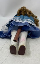 Load image into Gallery viewer, Collectible Blue Dress Curly Hair Green Eyes Porcelain Doll With Box
