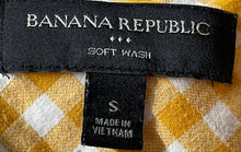 Load image into Gallery viewer, Banana Republic Womens Yellow White Gingham Print Cotton Button-Up Shirt Size S