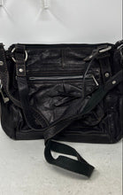 Load image into Gallery viewer, Fossil Womens Black Leather Detachable Strap Pockets Zip Top Lined Shoulder Bag