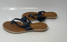 Load image into Gallery viewer, Toscanella Womens Gold-Tone Black Leather Open Toe Slip-On Thong Sandals Size 8