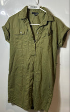 Load image into Gallery viewer, Saks Fifth Avenue Womens Green Short Sleeve Collared Utility Shirt Dress Size XS