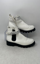 Load image into Gallery viewer, Madden Girl Womens White Silver Chain Side Zip Ankle Chelsea Boots Size 5