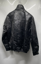 Load image into Gallery viewer, Mens Black Leather Elastic Waist Long Sleeve Full-Zip Bomber Jacket Size XL