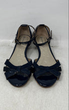 Load image into Gallery viewer, Giani Bernini Womens Navy Blue Leather Wedge Heel Ankle Strap Sandals Size 6M