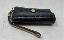 Load image into Gallery viewer, Michael Kors Womens Black Monogram Leather Detachable Wrist Strap Trifold Wallet