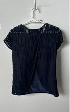 Load image into Gallery viewer, Armani Exchange Womens Navy Blue Striped Short Sleeve Blouse Top Size XS